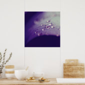 紫色の緑の葉に露を付けるマクロ抽象芸術 ポスター (キッチン)