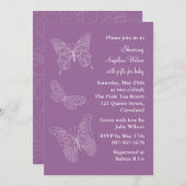 紫色の線条細工の蝶 招待状 (正面/裏面)