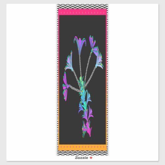 紫色の縁ど花 シール (シート)