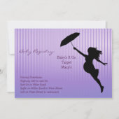 紫色の縦縞のベビーシャワーの招待状 招待状 (裏面)