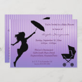 紫色の縦縞のベビーシャワーの招待状 招待状 (正面/裏面)