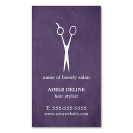 紫色の織り目加工は美容師を切ります マグネット名刺