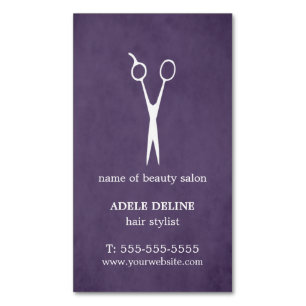 紫色の織り目加工は美容師を切ります マグネット名刺