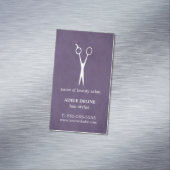 紫色の織り目加工は美容師を切ります マグネット名刺 (インサイチュ)