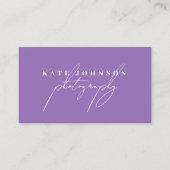 紫色の署名スクリプトQRコードソーシャルメディア 名刺 (正面)