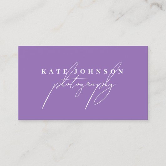 紫色の署名スクリプトQRコードソーシャルメディア 名刺 (正面)