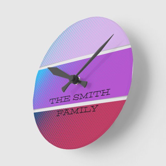 紫色の美しいスペクトル ラウンド壁時計 (傾斜)