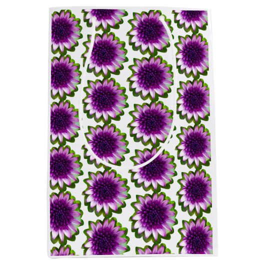 紫色の美しい花を持つ一日 ミディアムペーパーバッグ (正面)