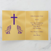 紫色の美しい金ゴールド牧師の記念日カード カード (内部)