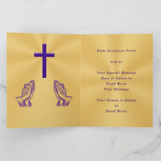 紫色の美しい金ゴールド牧師の記念日カード カード (内部)