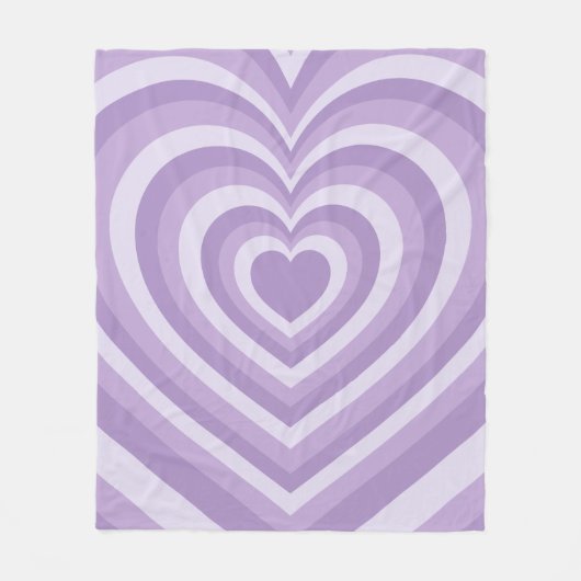 紫色の美的グルービー反復ハートパターン フリースブランケット (正面)