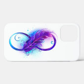 紫色の羽根とインフィニティ Case-Mate iPhoneケース (裏面 (横))