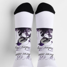 紫色の羽毛の鳥と植物 | 静謐な芸術 ソックス