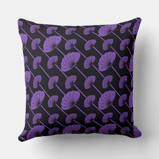 紫色の羽毛フローラファンのパターン装飾用クッション クッション (裏面)