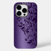 紫色の背景と深い紫のフローラレース Case-Mate iPhoneケース (裏面)