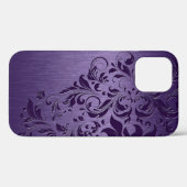 紫色の背景と深い紫のフローラレース Case-Mate iPhoneケース (裏面 (横))