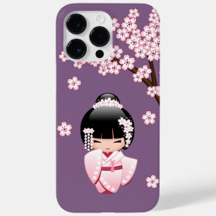 紫色の背景にピンクのきものが可愛いこけし人形 Case-Mate iPhone 14 PRO MAXケース