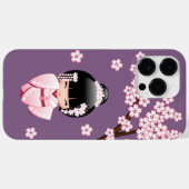 紫色の背景にピンクのきものが可愛いこけし人形 Case-Mate iPhoneケース (裏面 (横))