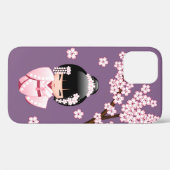 紫色の背景にピンクのきものが可愛いこけし人形 Case-Mate iPhoneケース (裏面 (横))