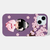 紫色の背景にピンクのきものが可愛いこけし人形 Case-Mate iPhoneケース (裏面 (横))