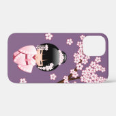 紫色の背景にピンクのきものが可愛いこけし人形 Case-Mate iPhoneケース (裏面 (横))