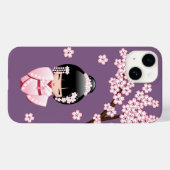 紫色の背景にピンクのきものが可愛いこけし人形 Case-Mate iPhoneケース (裏面 (横))
