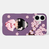 紫色の背景にピンクのきものが可愛いこけし人形 Case-Mate iPhoneケース (裏面 (横))