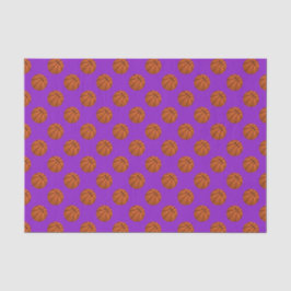 紫色の背景にブラウンのバスケットボール 薄葉紙