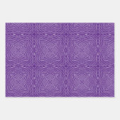 紫色の背景に白い同心円状の星 ラッピングペーパーシート (正面3)