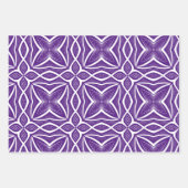 紫色の背景に白い同心円状の星 ラッピングペーパーシート (正面)