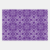 紫色の背景に白い同心円状の星 ラッピングペーパーシート (正面3)