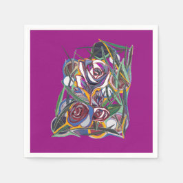 紫色の背景に花 スタンダードカクテルナプキン