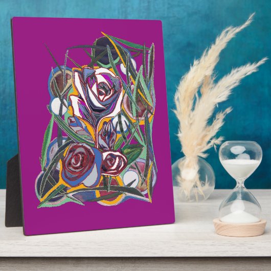 紫色の背景に花 フォトプラーク (側面)