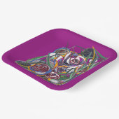 紫色の背景に花 ペーパープレート (傾斜あり)