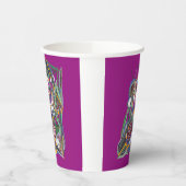 紫色の背景に花 紙コップ (左)