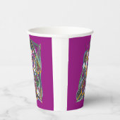 紫色の背景に花 紙コップ (右)