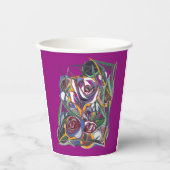 紫色の背景に花 紙コップ (正面)