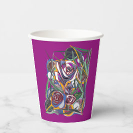 紫色の背景に花 紙コップ