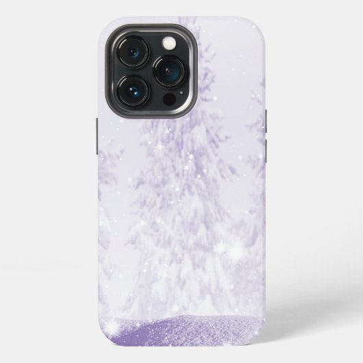 紫色の背景に雪が降る iPhoneケース (裏面)