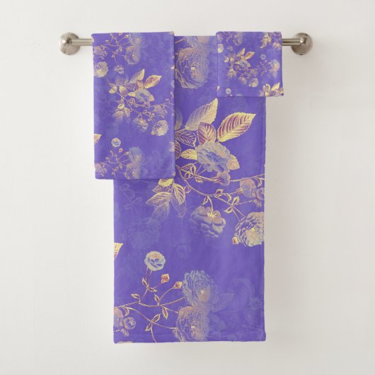 紫色の背景に黄色い花 バスタオルセット (インサイチュ)