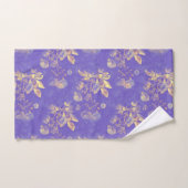 紫色の背景に黄色い花 バスタオルセット (ハンドタオル)