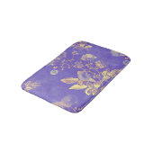 紫色の背景に黄色の花のデザイン バスマット (アングル)
