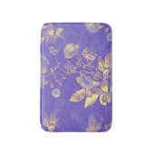 紫色の背景に黄色の花のデザイン バスマット (正面縦)