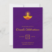 紫色の背景のキャンドルフレーム 招待状 (正面)