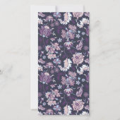 紫色の背景の大きなフローラシームレスなパターン サンキューカード (正面)