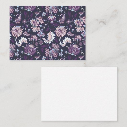紫色の背景の大きなフローラシームレスなパターン ノートカード (正面/裏面)