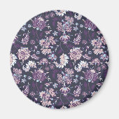 紫色の背景の大きなフローラシームレスなパターン マグネット (正面)