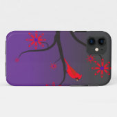 紫色の背景の木の赤く基本的な鳥 Case-Mate iPhoneケース (裏面(横))