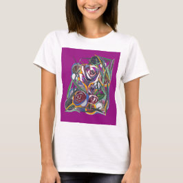 紫色の背景の花 Tシャツ