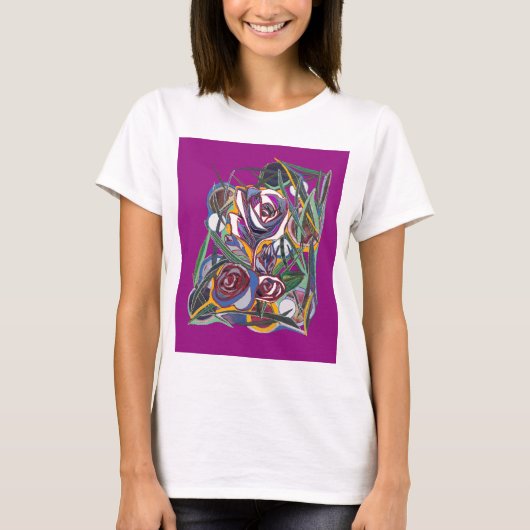紫色の背景の花 Tシャツ (正面)
